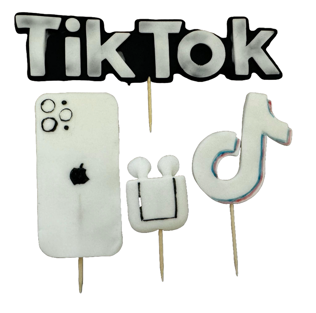 Set 4 decoratiuni comestibile din zahar, TikTok