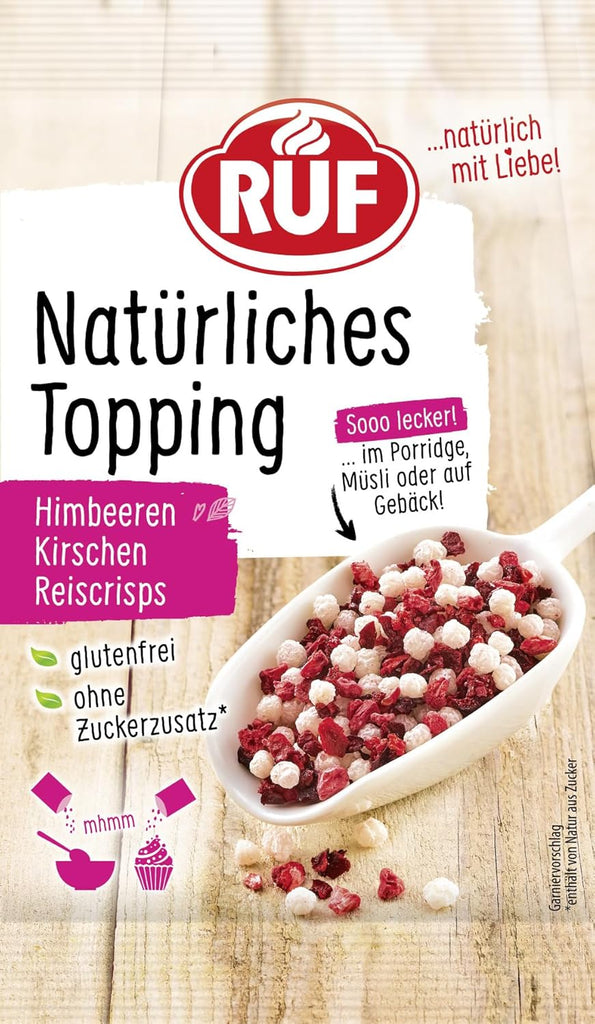 RUF chipsuri de orez, fără aditivi artificiali, amestec de fructe pentru terci și produse de patiserie, fără gluten, vegan, 15 grame