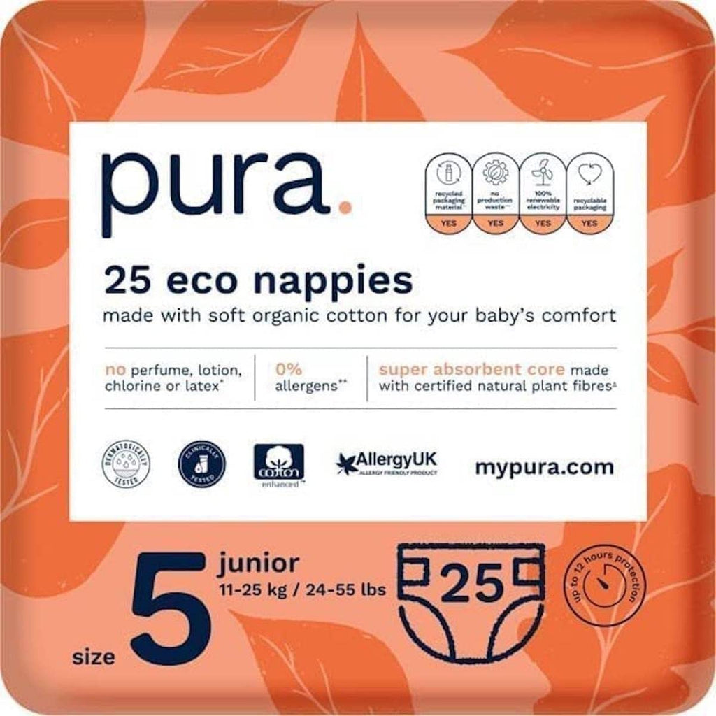 Scutece eco mărimea 5 (Junior 11-25 kg), 25 scutece (1 pachet), Certificat EU Ecolabel, Pentru piele sensibilă, Fabricat din bumbac, Fără miros, Hipoalergenic