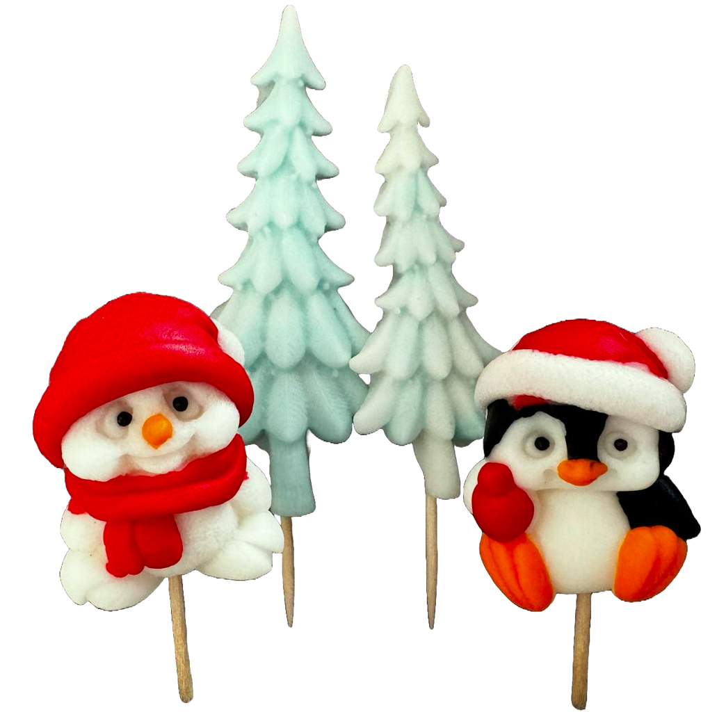 Lot de 4 décorations comestibles en sucre, Noël