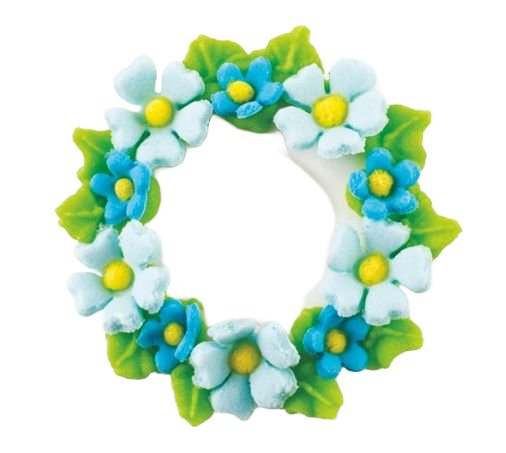 Decoratiune comestibila din zahar, Coronita cu flori albastre - Nati Shop