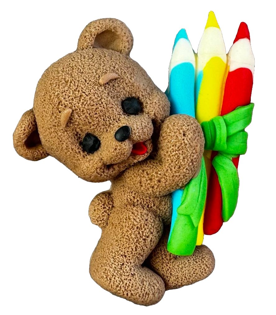 Decoratiune comestibila din zahar, Ursulet cu creioane - Nati Shop