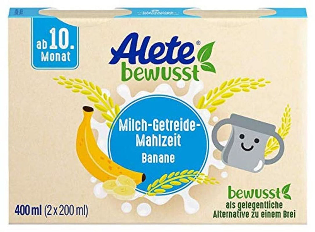 Alete Bewusst Milch-Getreide-Mahlzeit Kakao, Ab Dem 10. Monat, Trinkfertige Babynahrung Mit Kakaopulver, Praktischer Ersatz Zu Babybrei, Warm Oder Kalt Trinken, 400 Ml (2 X 200 Ml)