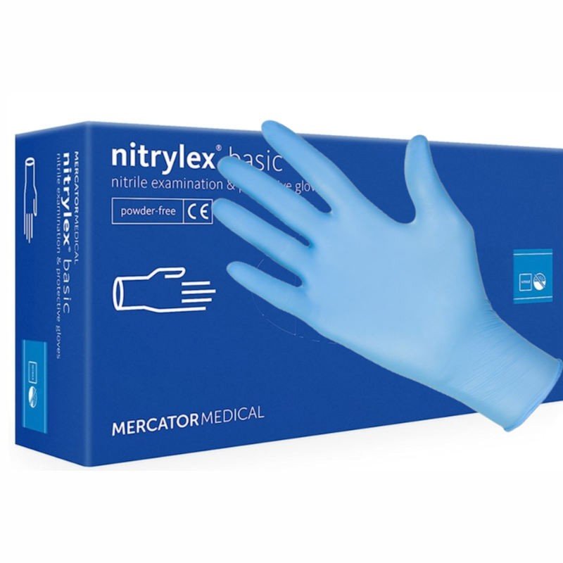 Manusi nitril nepudrate albastre Nitrylex 100buc, marimea L - Nati Shop