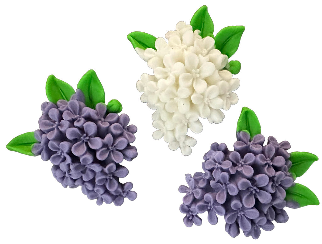 Set 3 decoratiuni comestibile din zahar, Flori de liliac - Nati Shop