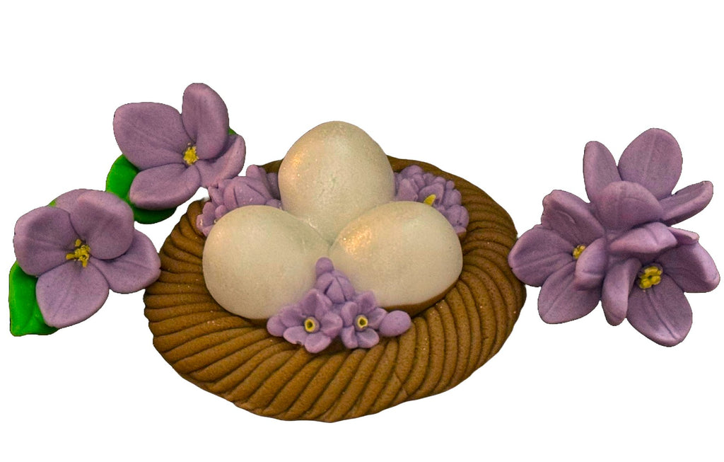 Set 4 decoratiuni comestibile din zahar, cuib cu oua - Nati Shop